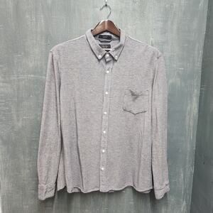 Nordstrom Men’s Regular-Fit Knit Shirt Navy Heather XXL Stretch Pocket